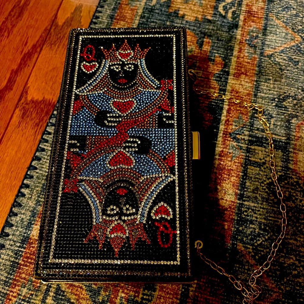 Queen card bedazzled clutch